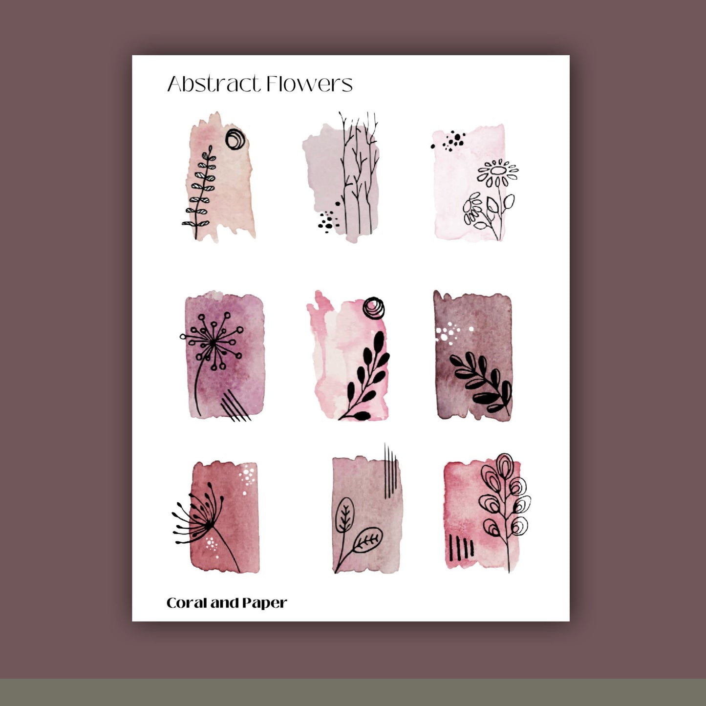 ABSTRACT FLOWERS- Deco Stickers | Planner Stickers | Sticker Sheet