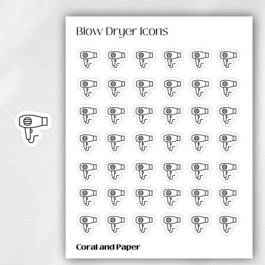 BLOW DRYER - HAIR Dryer - Mini Icon Stickers | Minimalist Planner Stickers | Functional Stickers | Bullet Journal