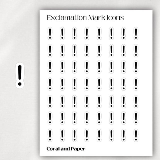 EXCLAMATION MARK Mini Icon Stickers | Minimalist Planner Stickers | Fu ...