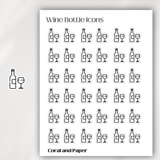 WINE BOTTLE Mini Icon Stickers | Minimalist Planner Stickers | Functional Stickers | Budget Stickers | Bullet Journal