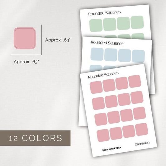 ROUNDED SQUARES - Planner Stickers | Minimalist Planning | Squares Stickers | Functional Planner Labels | Bullet Journal