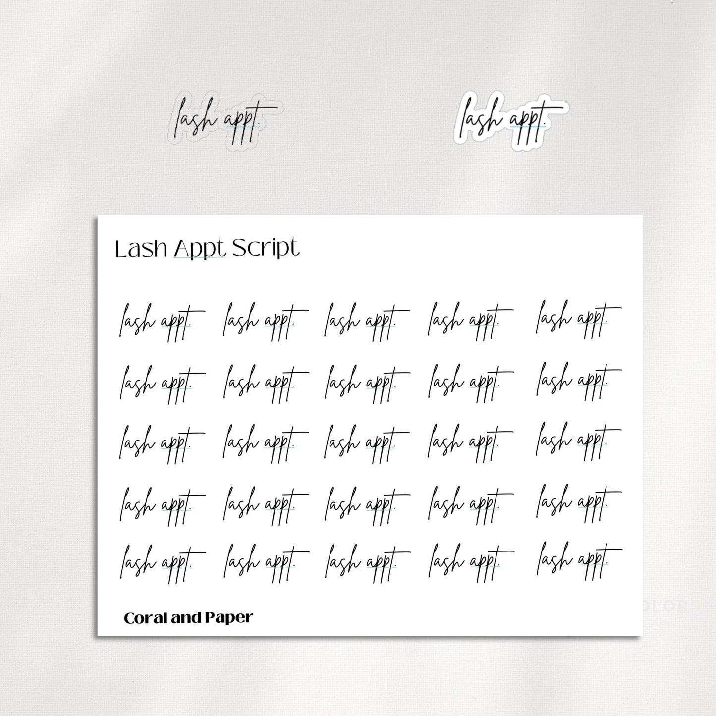 LASH APPOINTMENT -  Script Planner Stickers | Minimalist Planning |Functional Planner Stickers| Bullet Journal