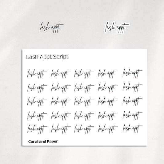 LASH APPOINTMENT -  Script Planner Stickers | Minimalist Planning |Functional Planner Stickers| Bullet Journal