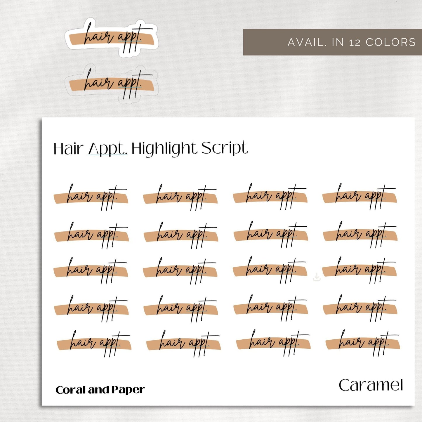 HAIR APPT. - HIGHLIGHT Script  Planner Stickers | Minimalist Planning |Functional Planner Stickers| Bullet Journal