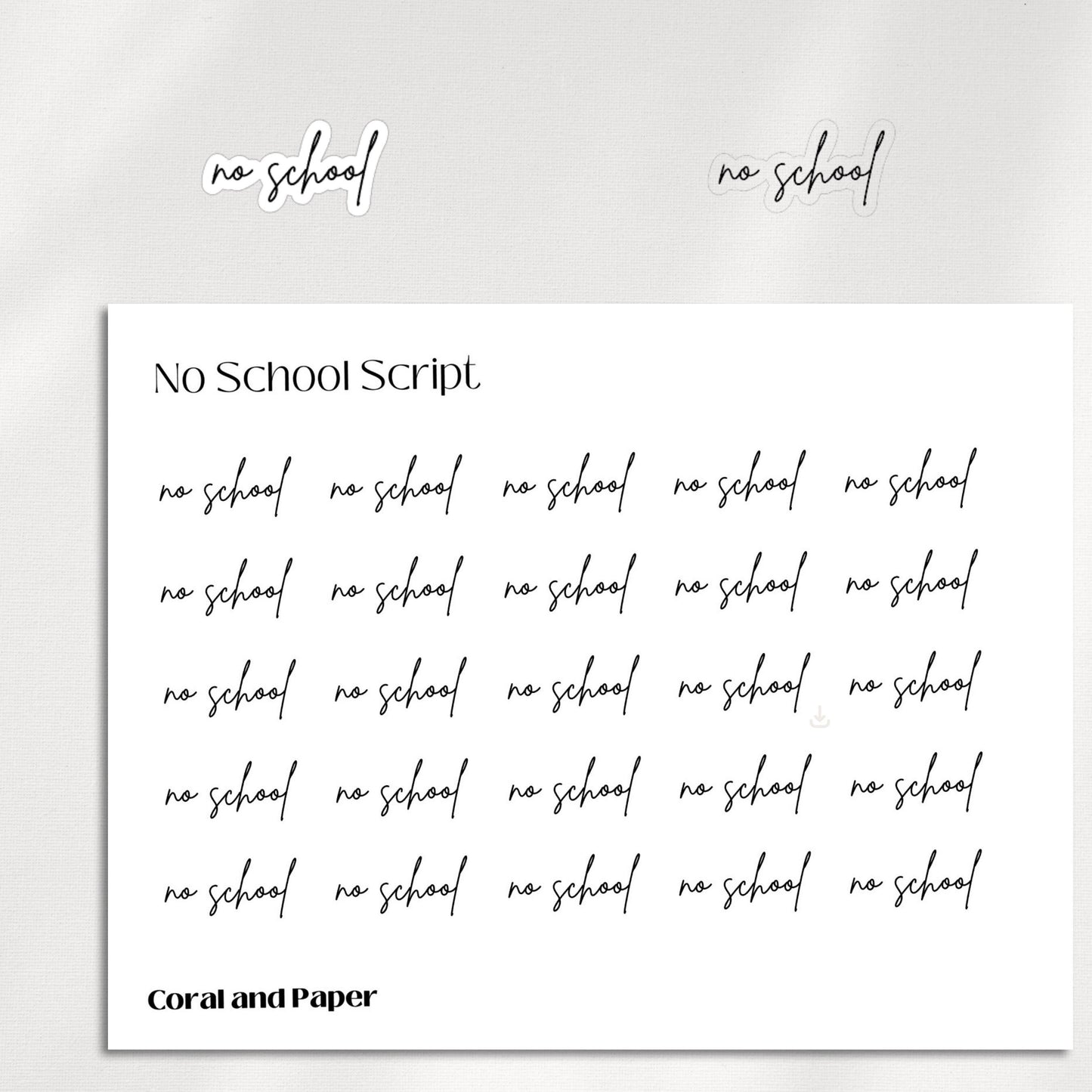 NO SCHOOL - Script  Planner Stickers | Minimalist Planning |Functional Planner Stickers| Bullet Journal