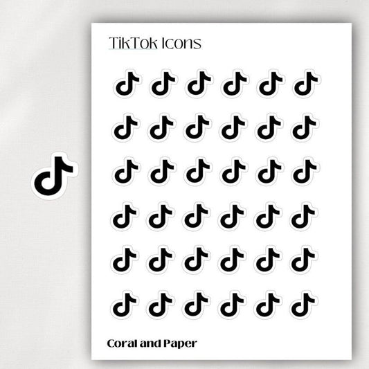 TikTok Mini Icon Stickers | Minimalist Planner Stickers | Functional Stickers | Bullet Journal