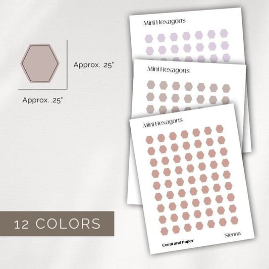 MINI HEXAGONS - Planner Stickers | Minimalist Planning | Squares Stickers | Functional Planner Labels | Bullet Journal