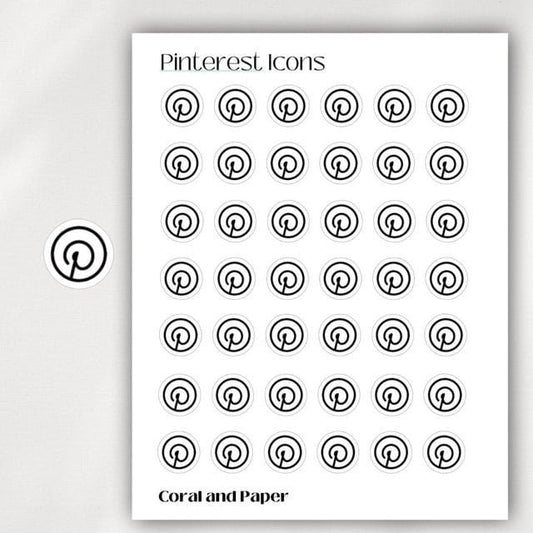 Pinterest Mini Icon Stickers | Minimalist Planner Stickers | Functional Stickers | Bullet Journal