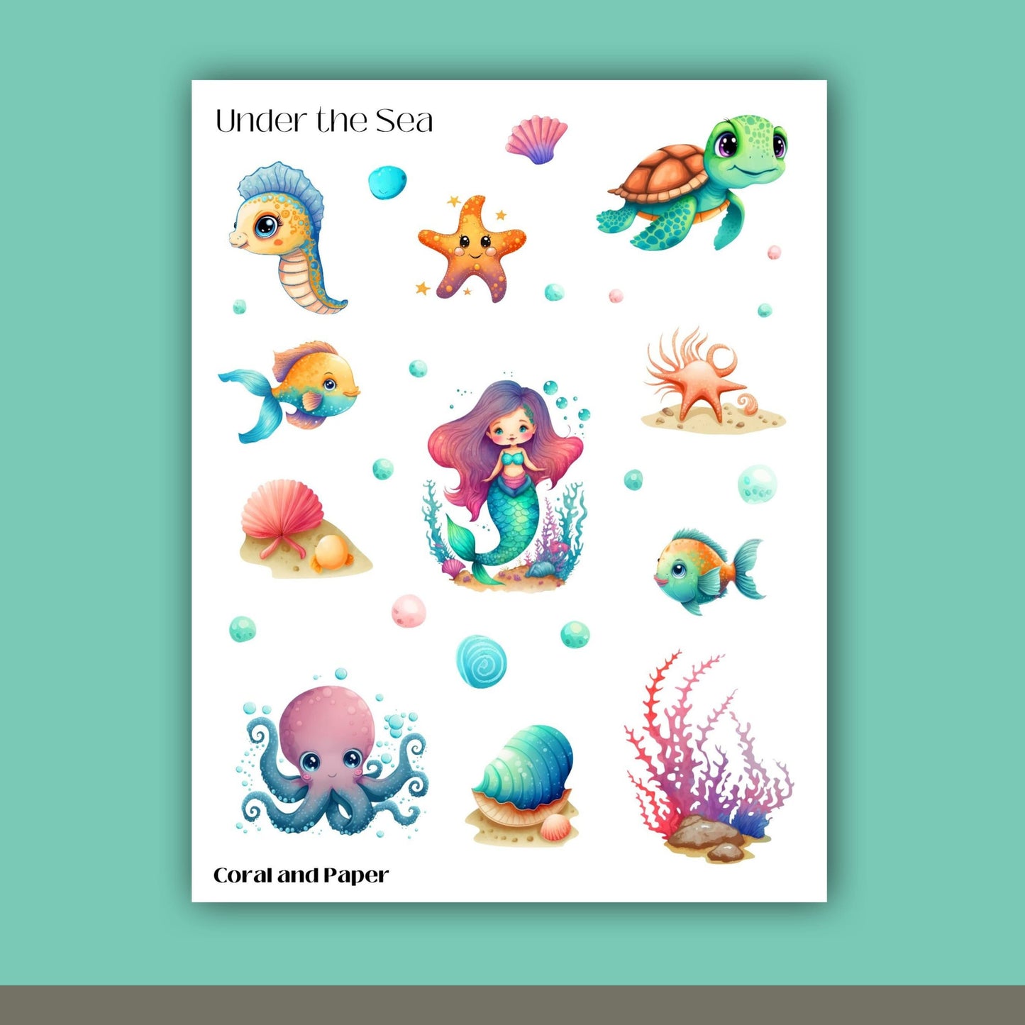 UNDER THE SEA - Deco Stickers | Planner Stickers | Sticker Sheet